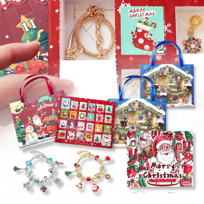 24 Days Christmas Countdown Calendar Advent Blind Box DIY Bracelet Kit