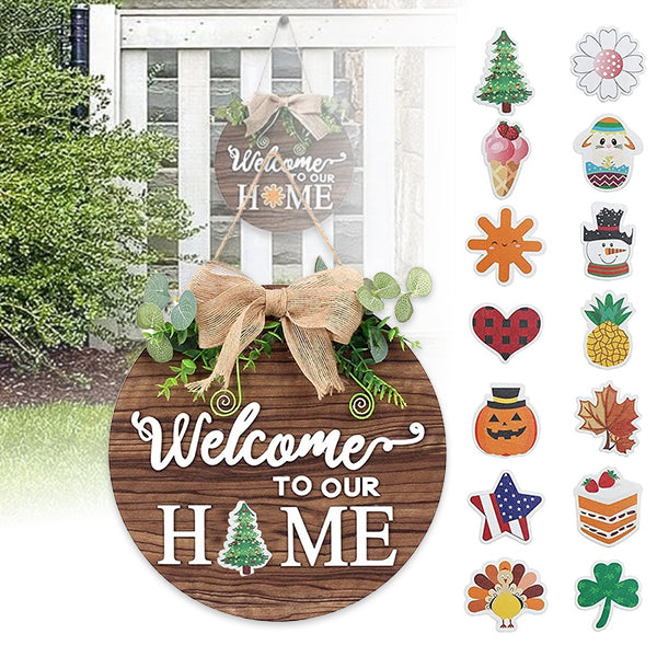 Interchangeable Seasonal Welcome Sign Front Door Decor