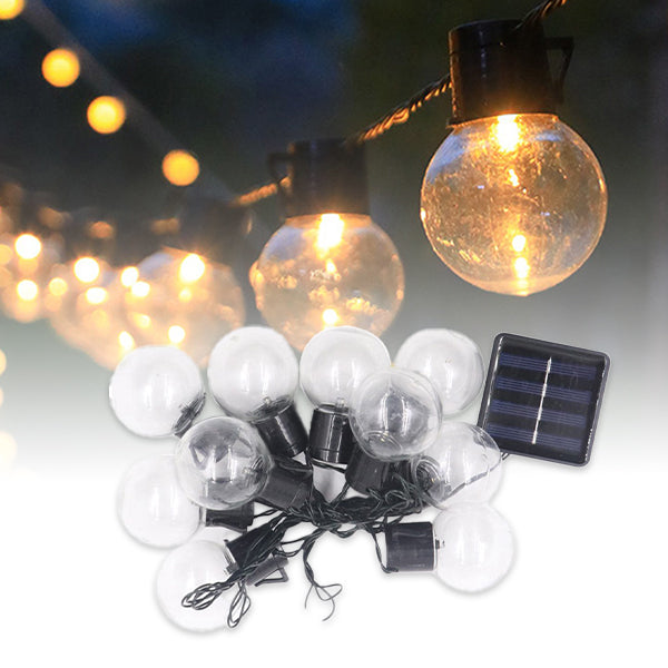 Retro Solar LED Garden String Lights with Festoon Bulbs