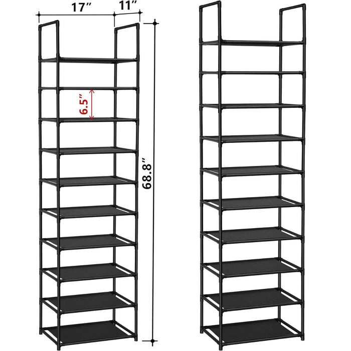 Tall Shoe Rack Storage - 10 Tier