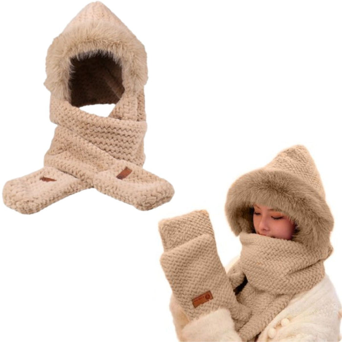 Three-in-One Hooded Scarf with Pockets