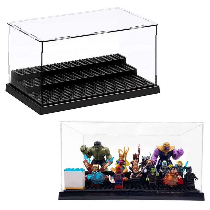 Minifigure Action Figures Blocks Display Case Gray