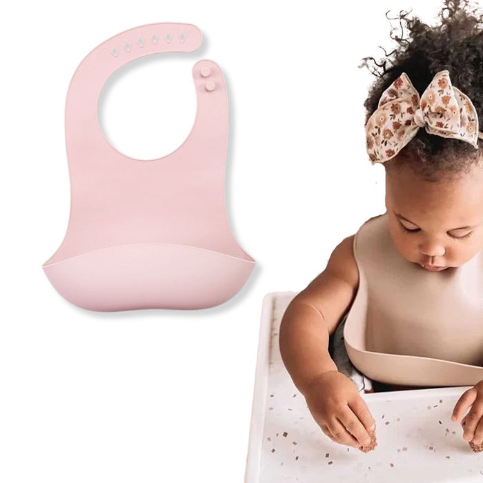 Waterproof Silicone Feeding Bib-Pink