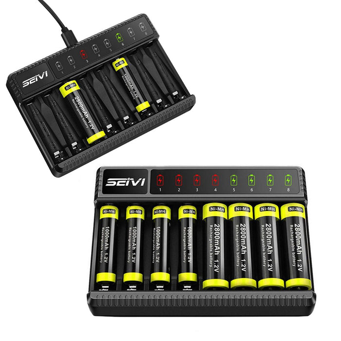 8-Slots Smart Battery Charger for AA and AAA NiMH