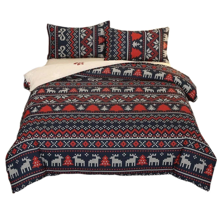 Christmas Pattern Quilt Duvet Cover Set