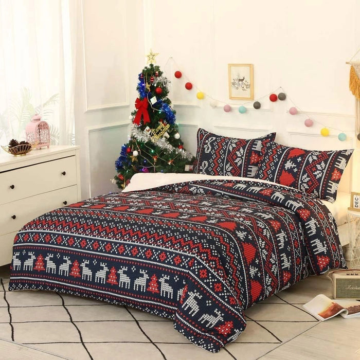 Christmas Pattern Quilt Duvet Cover Set