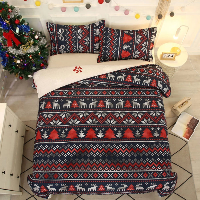 Christmas Pattern Quilt Duvet Cover Set