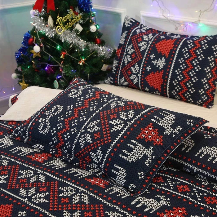 Christmas Pattern Quilt Duvet Cover Set