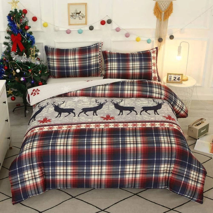 Christmas Pattern Quilt Duvet Cover Set