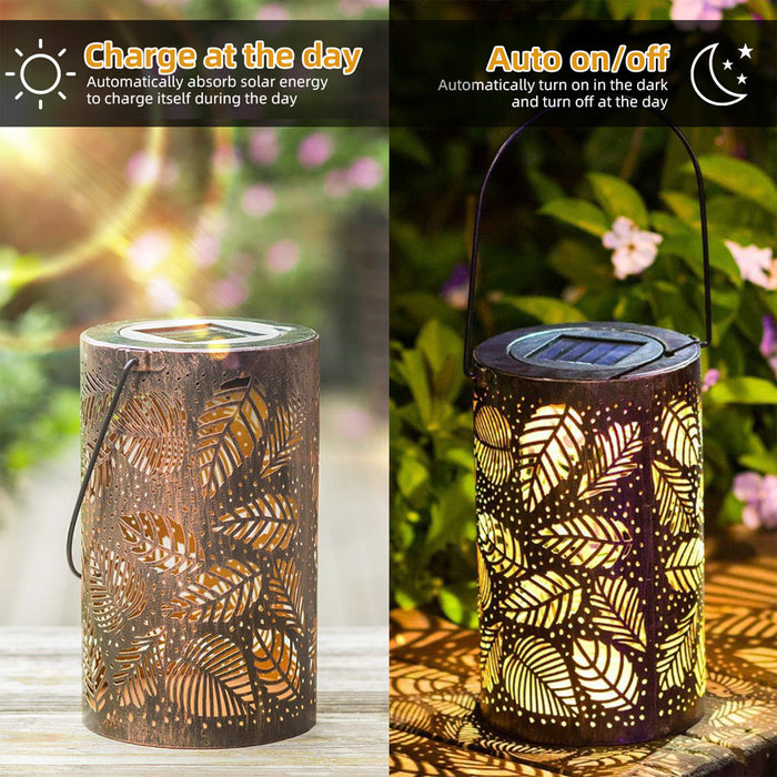 Outdoor Decorative Retro Leaf-Shadow Solar Powered Lantern