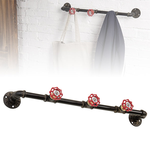 Industrial Pipe Coat Rack with Faucet Valve -80CM