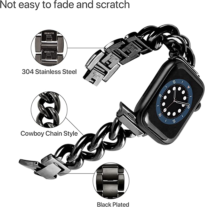 Stainless Steel Chain Bracelet for Apple Watch 38/40/41mm - Black