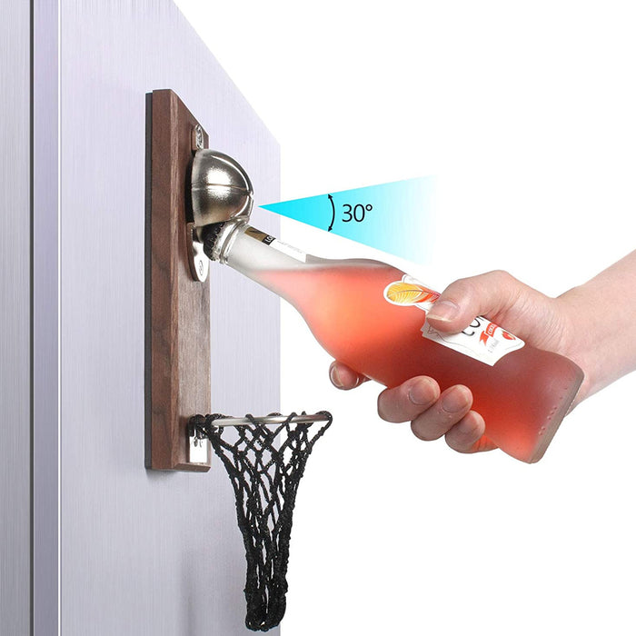 Wall Mounted Basketball Themed Bottle Opener with Catch Ring