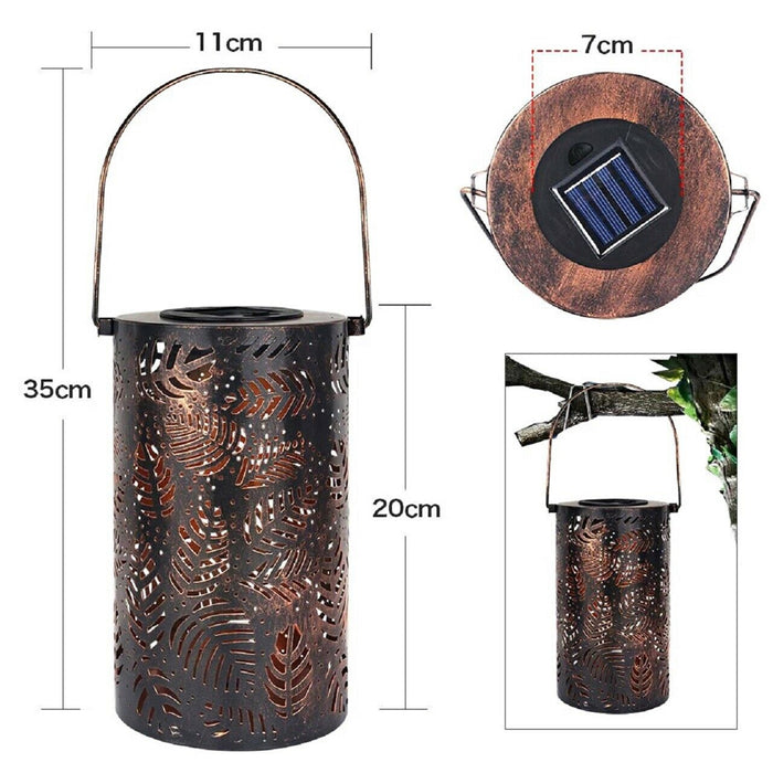 Outdoor Decorative Retro Leaf-Shadow Solar Powered Lantern