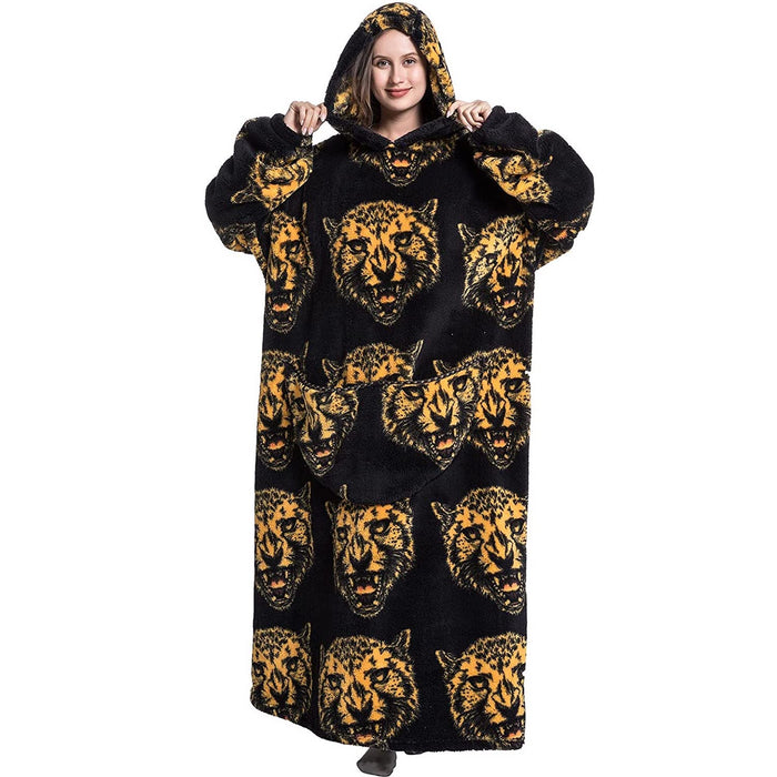Adult Oversized Wearable Blanket Hoodie-Tiger