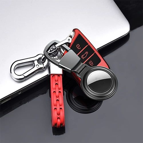 Magnetic Metal Air Tag Protective Case Keychain Red