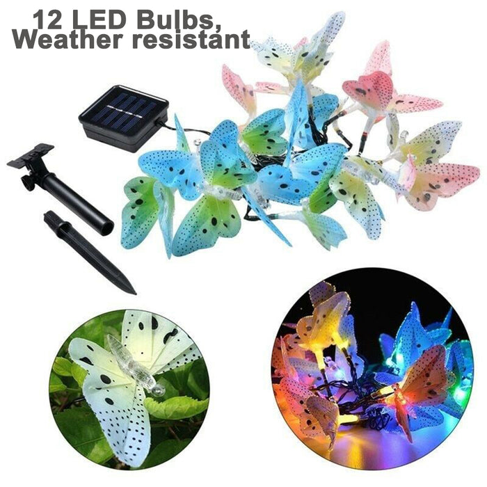 Fiber Optics Butterfly String Lights 12 LED Outdoor Decoration Lights