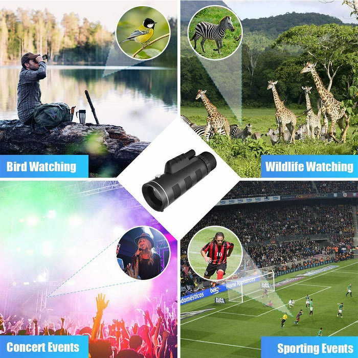 High Power Magnification Monocular Telescope with Smart Phone Holder