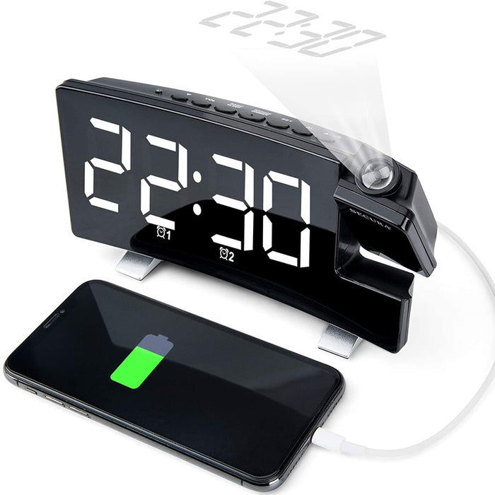 Projector FM Radio LED Display Alarm Clock- Battery Operated