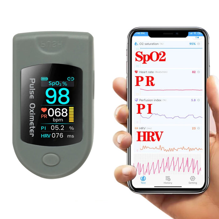 Battery Operated Bluetooth Enabled Blood Oximeter Finger Tip Pulse Tester with APP