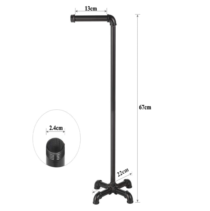 Industrial Pipe Free Stand Toilet Paper Holder Stand