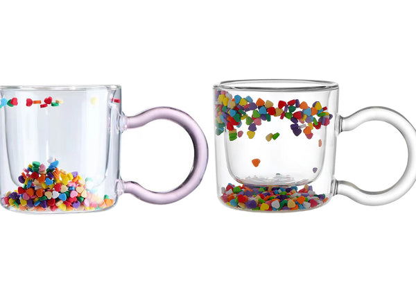 Double Wall Colourful Glass Cups