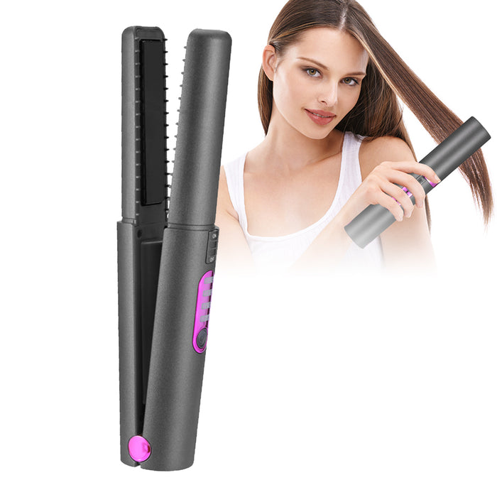 2-in-1 Cordless Hair Straightener and Curler- USB Rechargeable