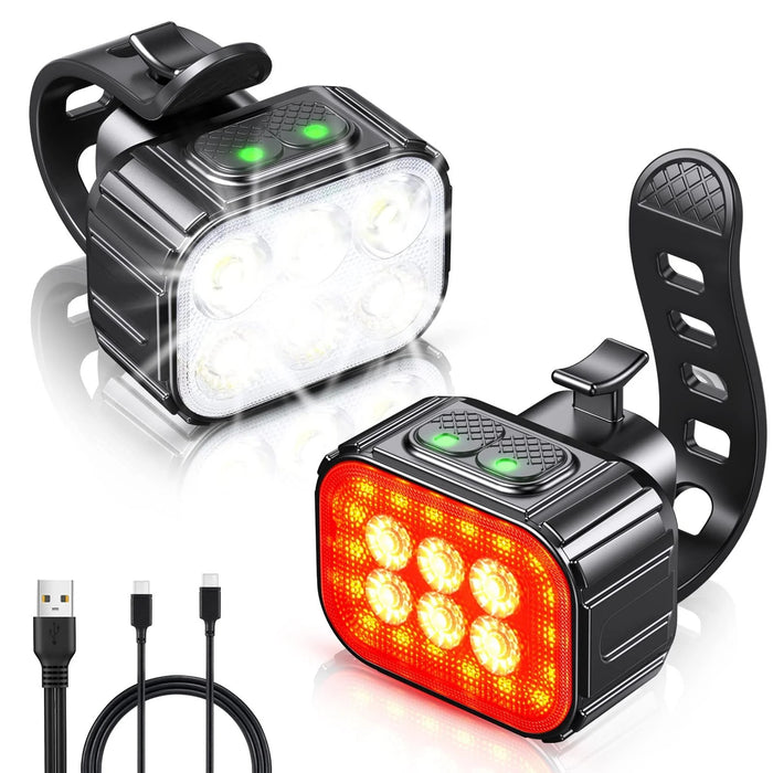 Waterproof LED Bike Light Set - USB Charged