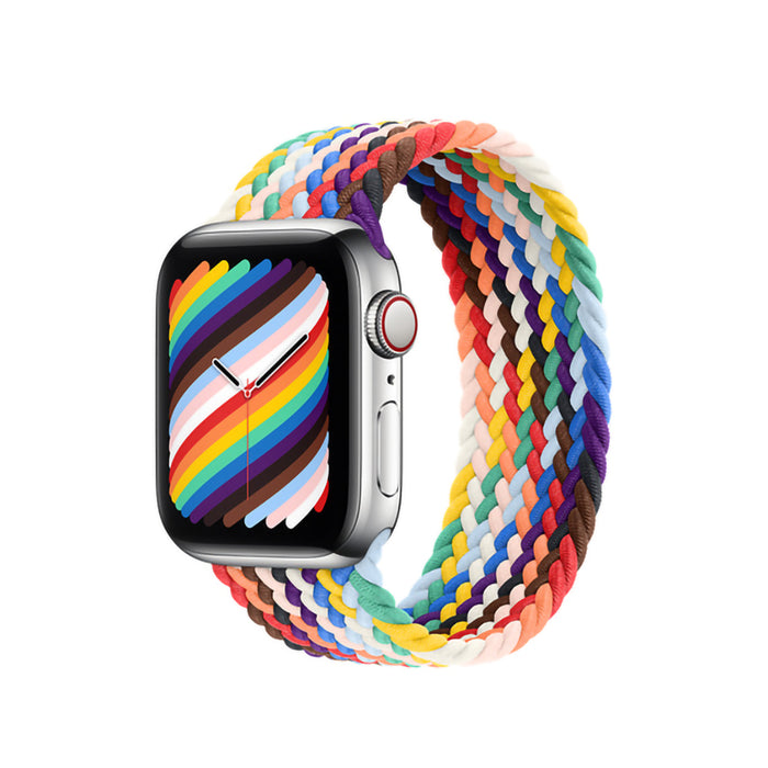 Rainbow Nylon Solo Loop Watch Band for Apple Watch 42/44/45mm L - Elastic, Skin-Friendly, Sweat & Water Resistant