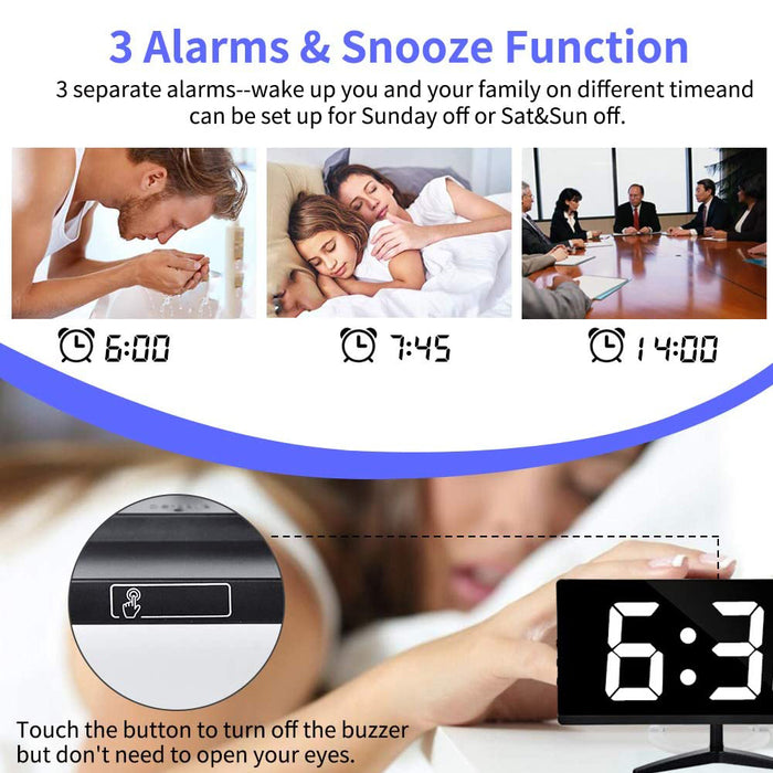 Frameless Touch Control Digital Alarm Clock- USB Interface