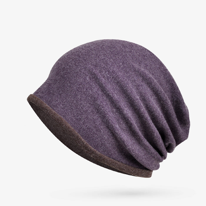 Unisex Dual Layer Slouchy Beanie-Purple