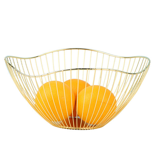 Lotus Leaf Shape Metal Wire Fruit Bowl Gold