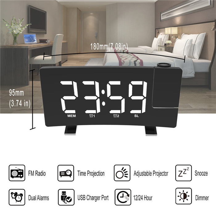 Projector FM Radio LED Display Alarm Clock- Battery Operated