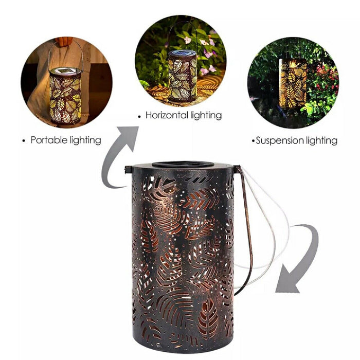 Outdoor Decorative Retro Leaf-Shadow Solar Powered Lantern