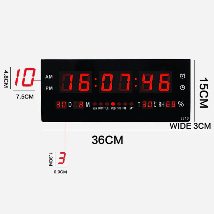 LED Wall Desk Clock with Calendar Temperature