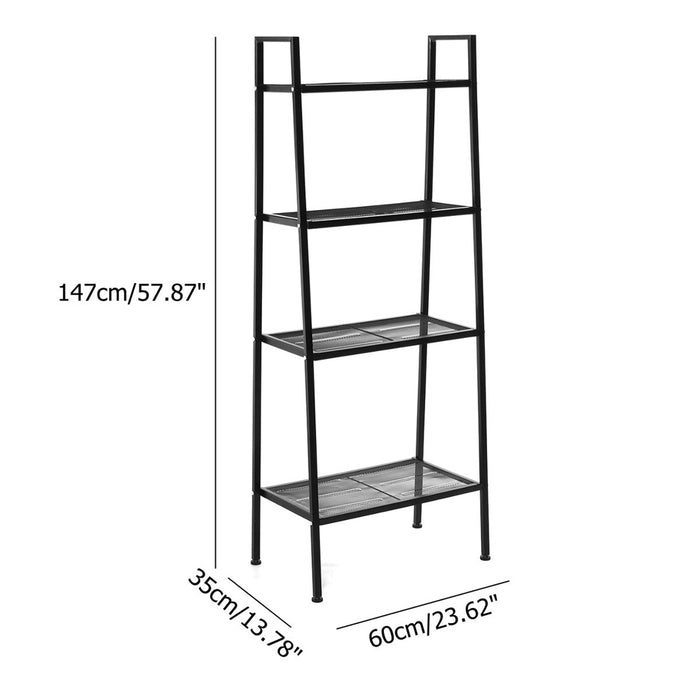 4 Tier Steel Mesh Ladder Shelf Display Rack