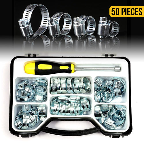 50 Pcs Hose Clamp Sets with Worm Drive