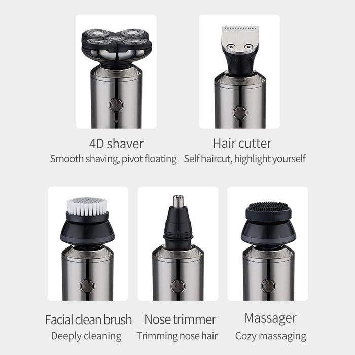 5-in-1 USB Rechargeable Digital Display Wet and Dry Electric Hair Shaver
