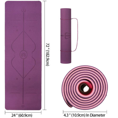 Yoga Mat With Alignment Marks Purple