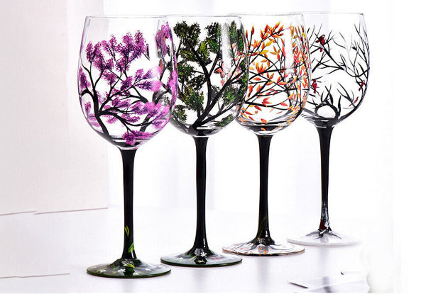 Four Seasons Tree Wine Glass
