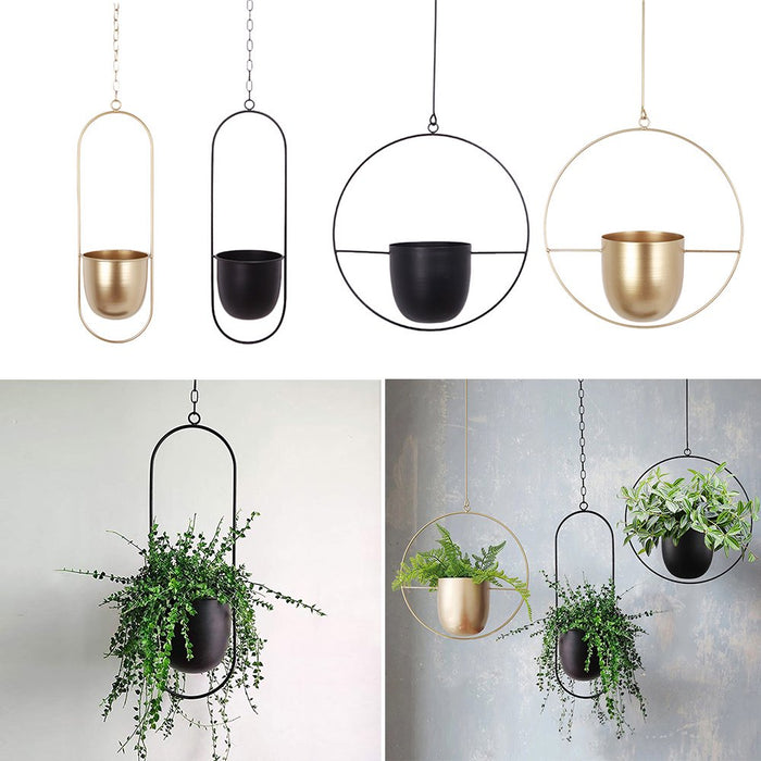 Minimalist Metal Plant Hanger Round Shape Gold