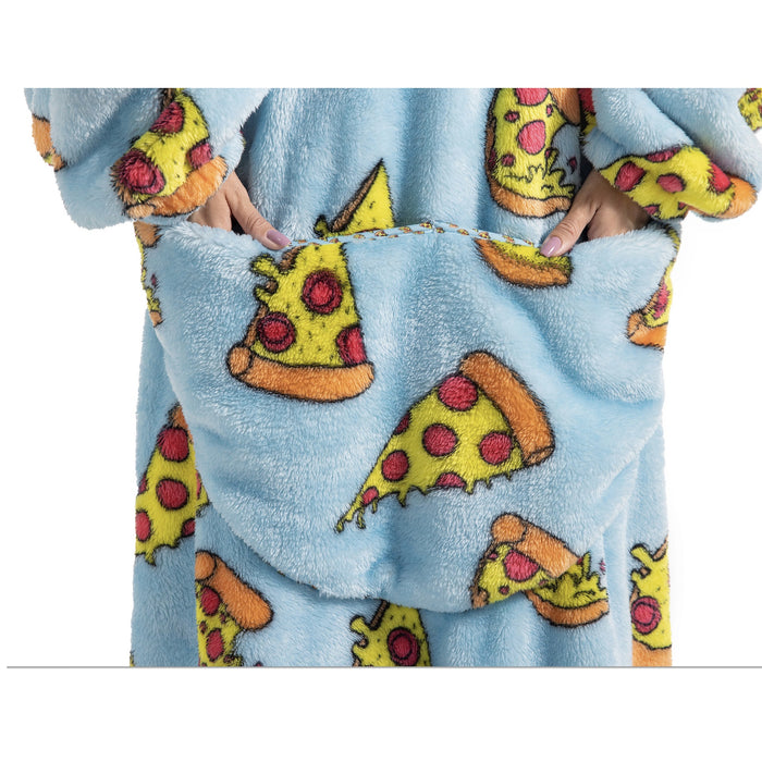 Adult Oversized Wearable Blanket Hoodie-Pizza