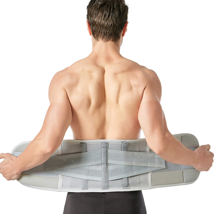 Adjustable Breathable Lumbar Back Brace Gray L