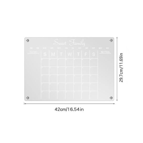 Acrylic Magnetic Monthly Planner for Fridge with Pens