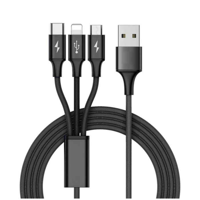 Smart 3 in 1 Charging Cable for iOS/Android Black
