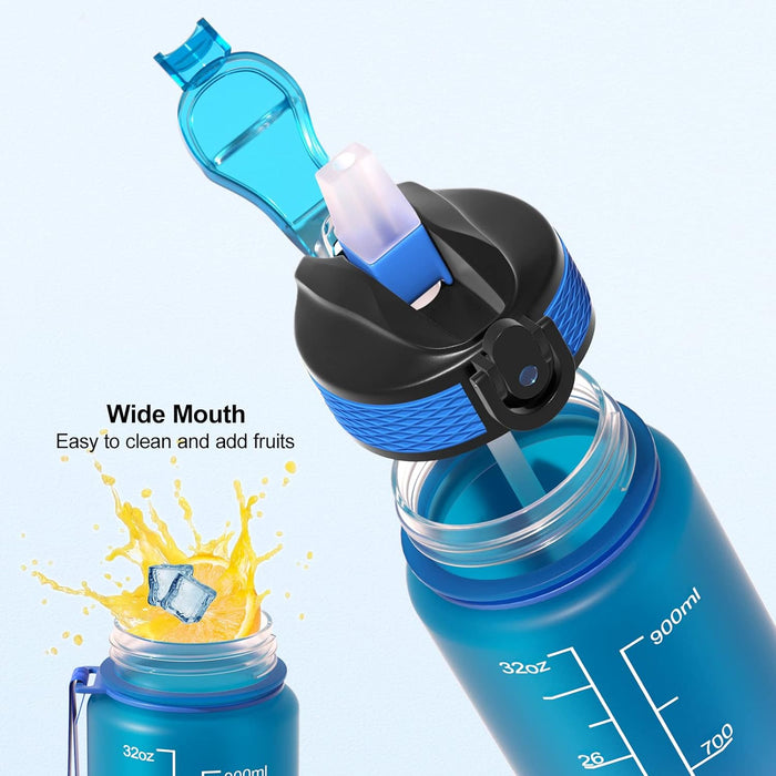 Motivational Water Bottle with Straw & Time Marker
