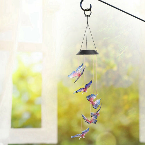 Led Solar Powered Butterfly Wind Chimes Colour Changing