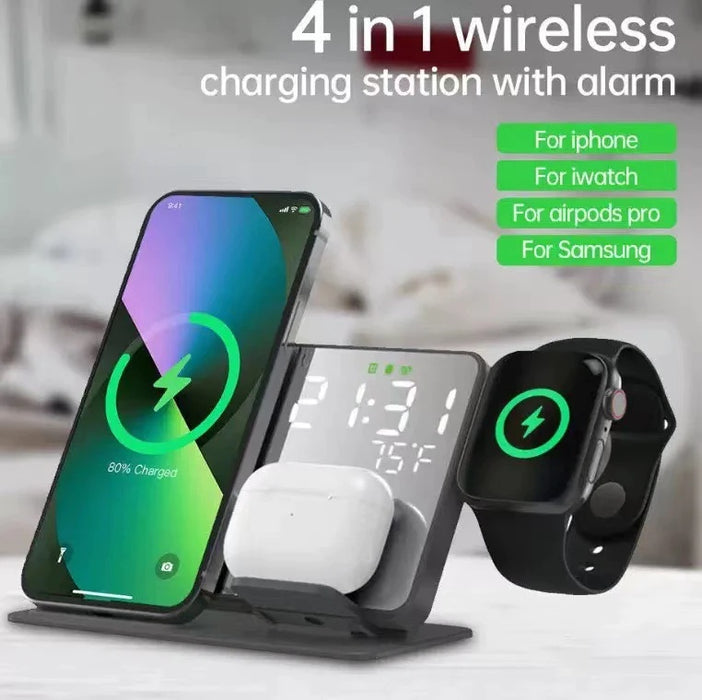 4 in1 Wireless Charger with Digital Clock