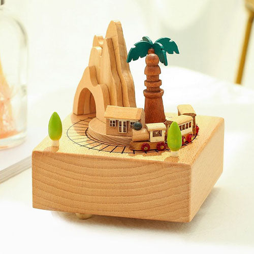 Musical Box With Moving Train Mountain Tunnel