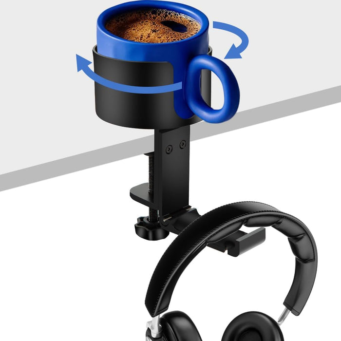 2 in 1 Table Cup Holder with Headphone Hanger